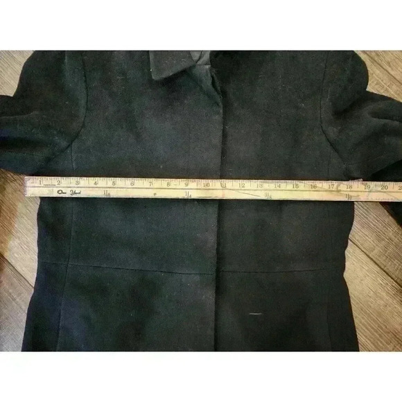 Anne Klein Black Wool Single Breasted Mid Length Coat Sz 6 - Picture 6 of 6